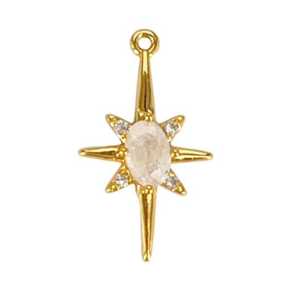 Charm enchapado en oro Estrella Circones y cristal (DCH0321)