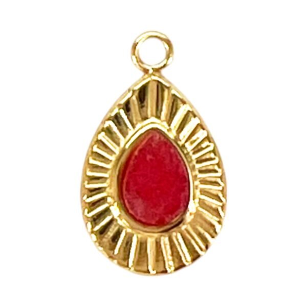 Charm enchapado en oro Gota Resina Roja (DCH0329)