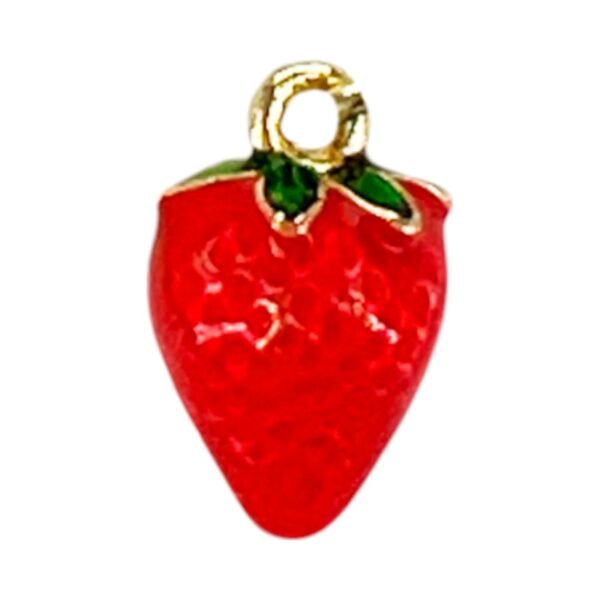 Charm enchapado en oro Frutilla Esmalte rojo (DCH0331)